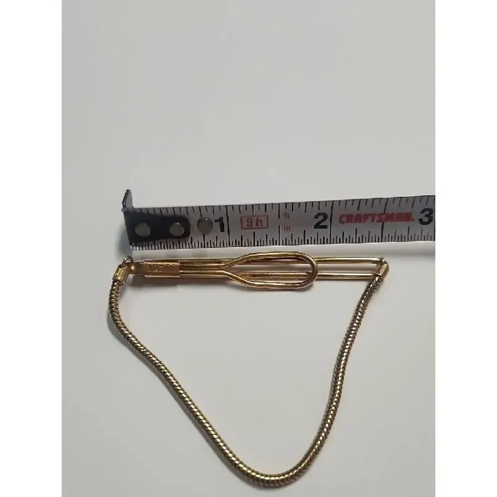 Swank Gold Tone Tie Bar with Chain